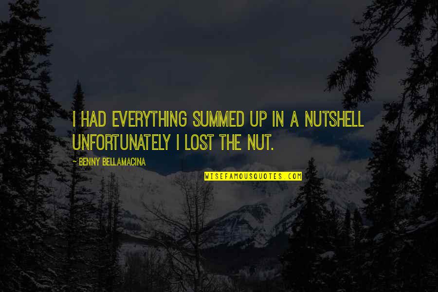 I've Lost Everything Quotes By Benny Bellamacina: I had everything summed up in a nutshell