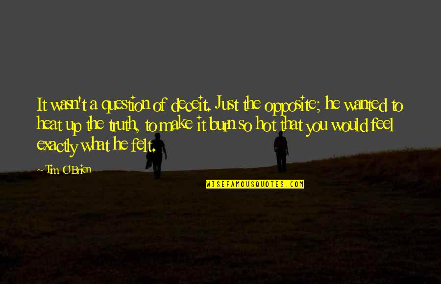 I've Never Been In Love Before Quotes By Tim O'Brien: It wasn't a question of deceit. Just the