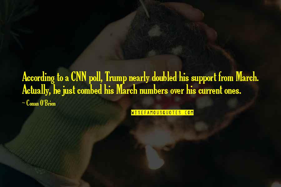 Ivf Pine Quotes By Conan O'Brien: According to a CNN poll, Trump nearly doubled Ivf Pine Quotes By Conan O'Brien: According to a CNN poll, Trump nearly doubled