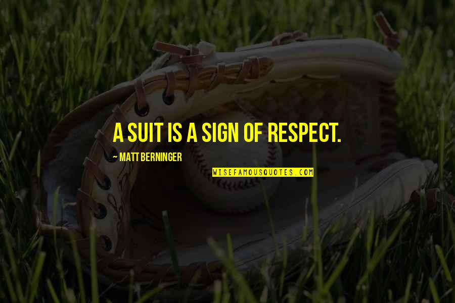 Ivig Administration Quotes By Matt Berninger: A suit is a sign of respect.