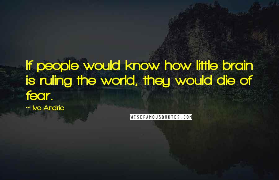 Ivo Andric quotes: If people would know how little brain is ruling the world, they would die of fear.