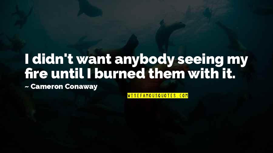 Iwamizu Rinki Quotes By Cameron Conaway: I didn't want anybody seeing my fire until