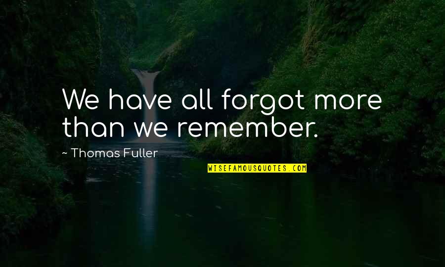 Iwd 2015 Quotes By Thomas Fuller: We have all forgot more than we remember.