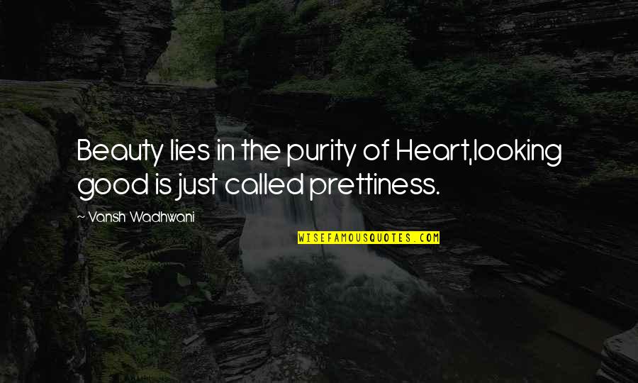 Ixtlan Jalisco Quotes By Vansh Wadhwani: Beauty lies in the purity of Heart,looking good