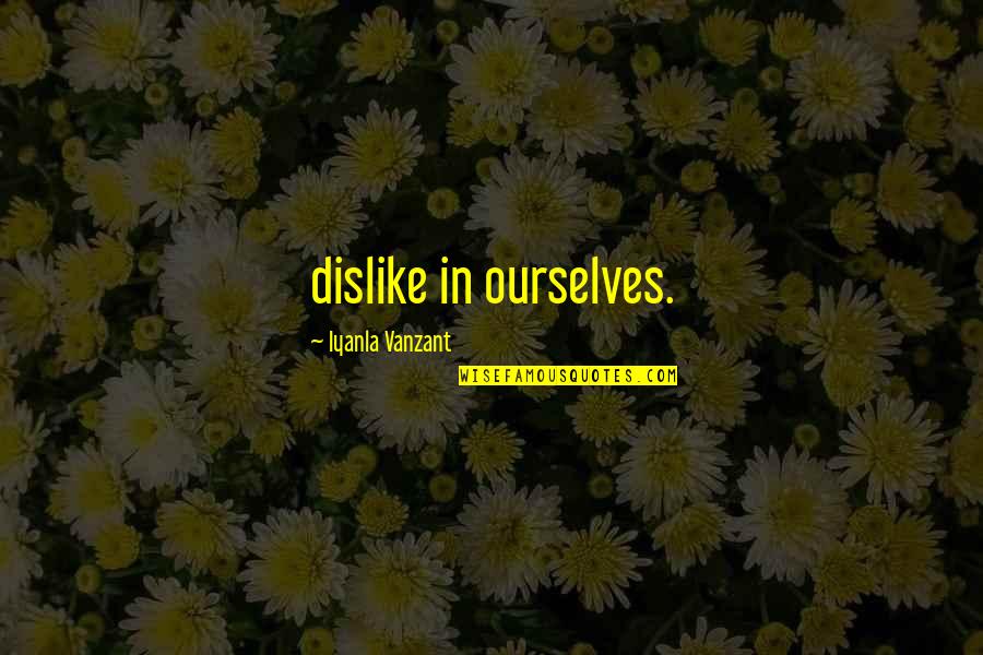 Iyanla Quotes By Iyanla Vanzant: dislike in ourselves.