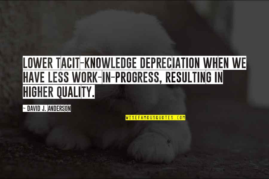 Iyotobi Quotes By David J. Anderson: lower tacit-knowledge depreciation when we have less work-in-progress,