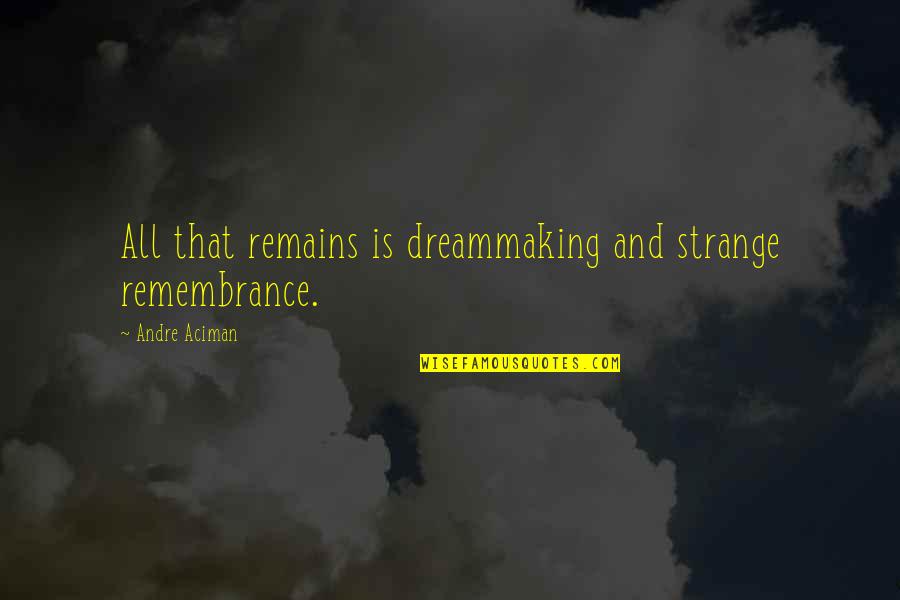 Izumo Blue Quotes By Andre Aciman: All that remains is dreammaking and strange remembrance.