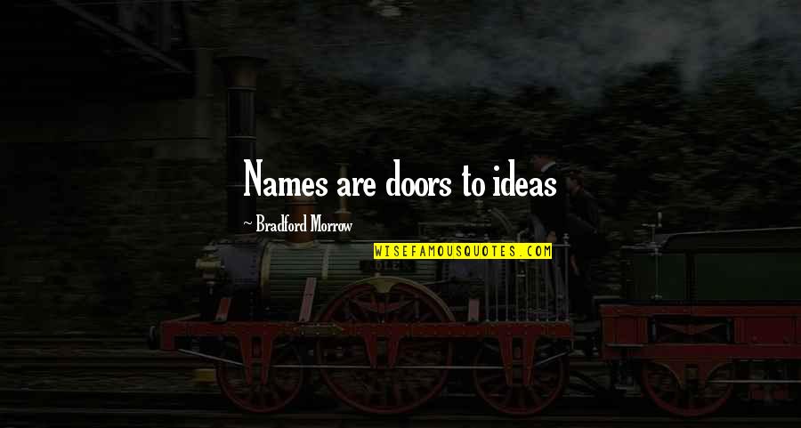 Izvorul Dunarii Quotes By Bradford Morrow: Names are doors to ideas