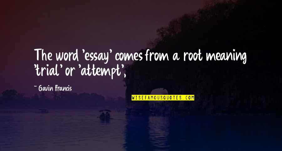 Izzy Moreno Miami Vice Quotes By Gavin Francis: The word 'essay' comes from a root meaning Izzy Moreno Miami Vice Quotes By Gavin Francis: The word 'essay' comes from a root meaning