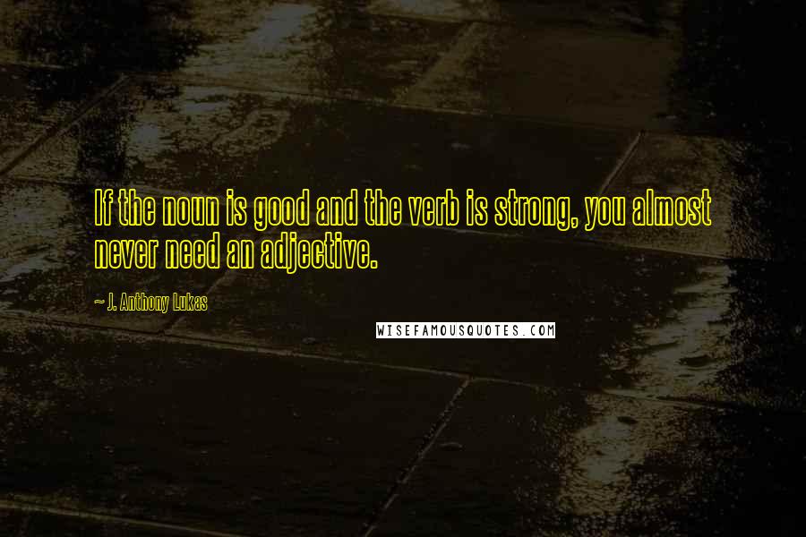 J. Anthony Lukas quotes: If the noun is good and the verb is strong, you almost never need an adjective.