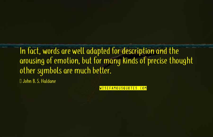 J B S Haldane Quotes By John B. S. Haldane: In fact, words are well adapted for description