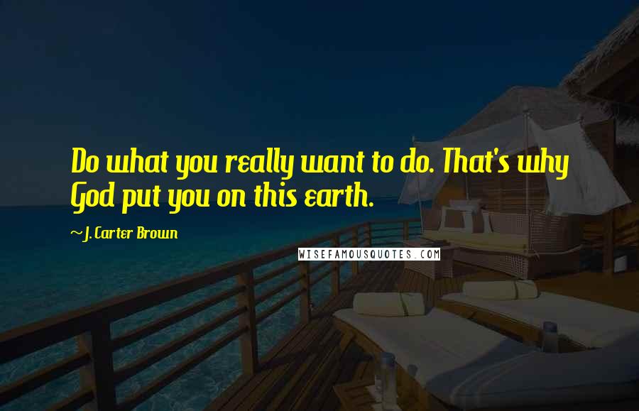 J. Carter Brown quotes: Do what you really want to do. That's why God put you on this earth.