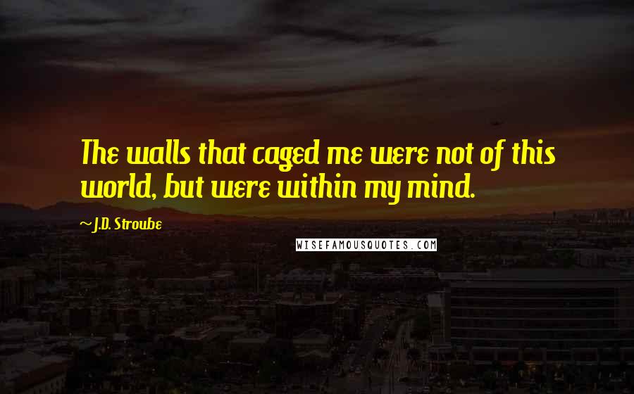 J.D. Stroube quotes: The walls that caged me were not of this world, but were within my mind.