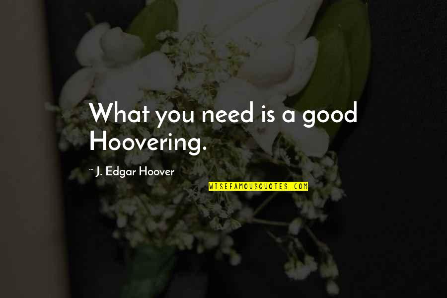 J Edgar Quotes By J. Edgar Hoover: What you need is a good Hoovering. J Edgar Quotes By J. Edgar Hoover: What you need is a good Hoovering.