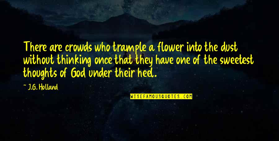 J G Holland Quotes By J.G. Holland: There are crowds who trample a flower into J G Holland Quotes By J.G. Holland: There are crowds who trample a flower into