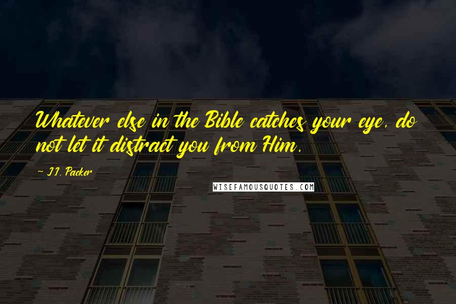 J.I. Packer quotes: Whatever else in the Bible catches your eye, do not let it distract you from Him.