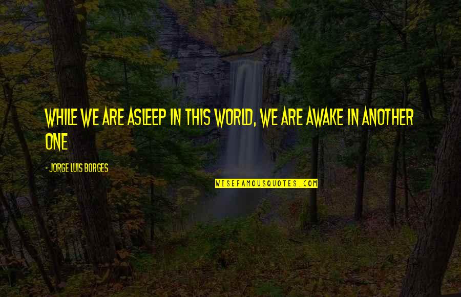 J L Borges Quotes By Jorge Luis Borges: While we are asleep in this world, we