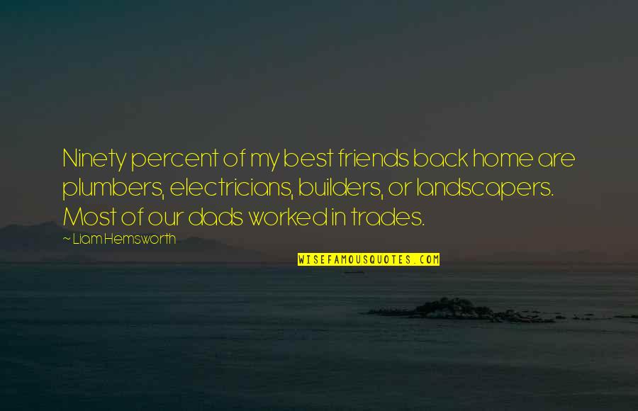 J M G Builders Quotes By Liam Hemsworth: Ninety percent of my best friends back home J M G Builders Quotes By Liam Hemsworth: Ninety percent of my best friends back home