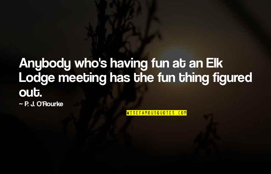 J O O S Quotes By P. J. O'Rourke: Anybody who's having fun at an Elk Lodge