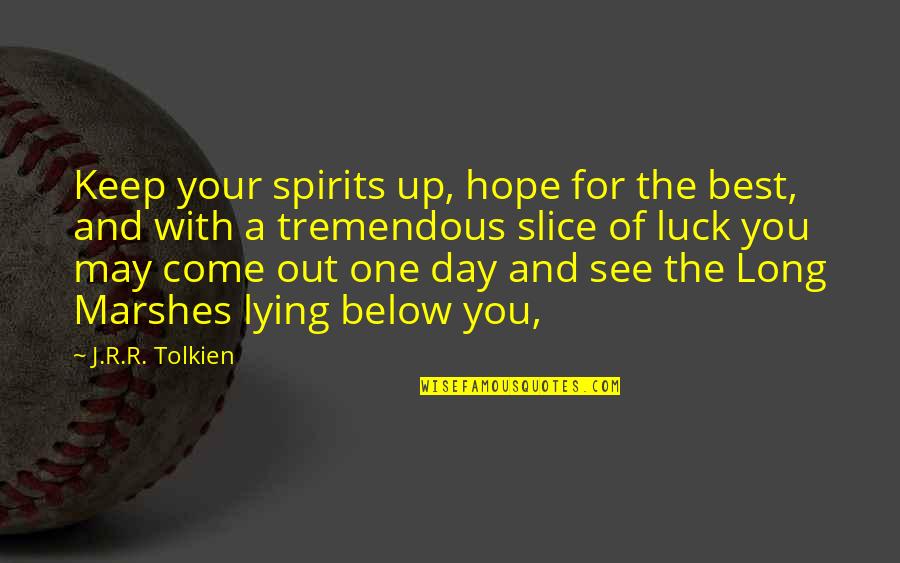 J.r.r. Tolkien Best Quotes By J.R.R. Tolkien: Keep your spirits up, hope for the best,