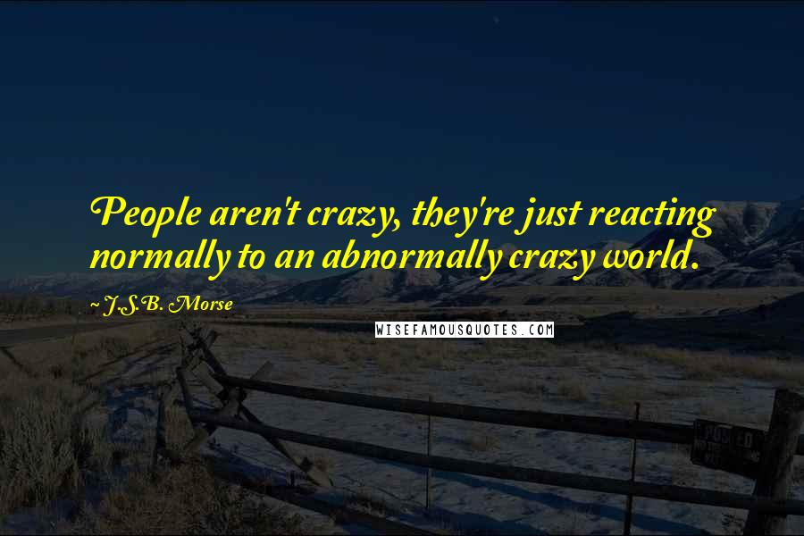 J.S.B. Morse quotes: People aren't crazy, they're just reacting normally to an abnormally crazy world.