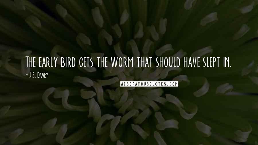 J.S. Davey quotes: The early bird gets the worm that should have slept in.