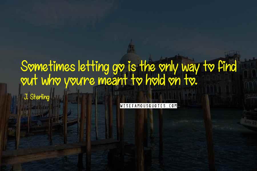J. Sterling quotes: Sometimes letting go is the only way to find out who you're meant to hold on to.