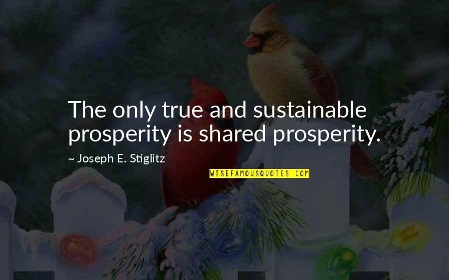 J Stiglitz Quotes By Joseph E. Stiglitz: The only true and sustainable prosperity is shared