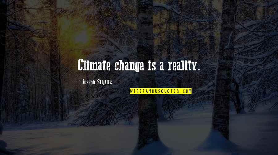 J Stiglitz Quotes By Joseph Stiglitz: Climate change is a reality.