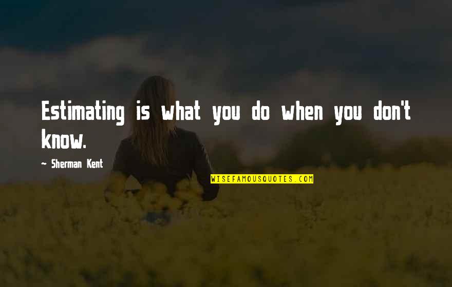 J T Kent Quotes By Sherman Kent: Estimating is what you do when you don't