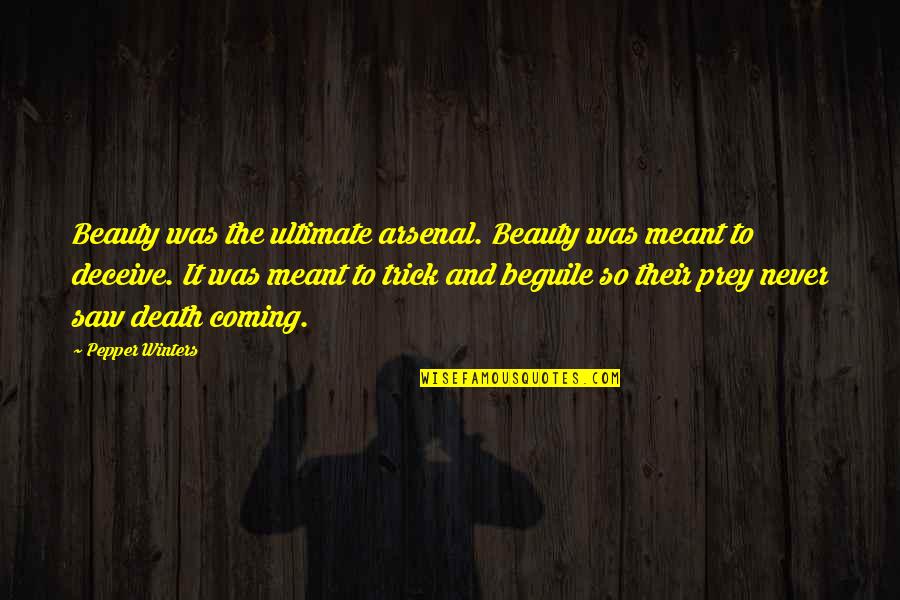 J W Pepper Quotes By Pepper Winters: Beauty was the ultimate arsenal. Beauty was meant