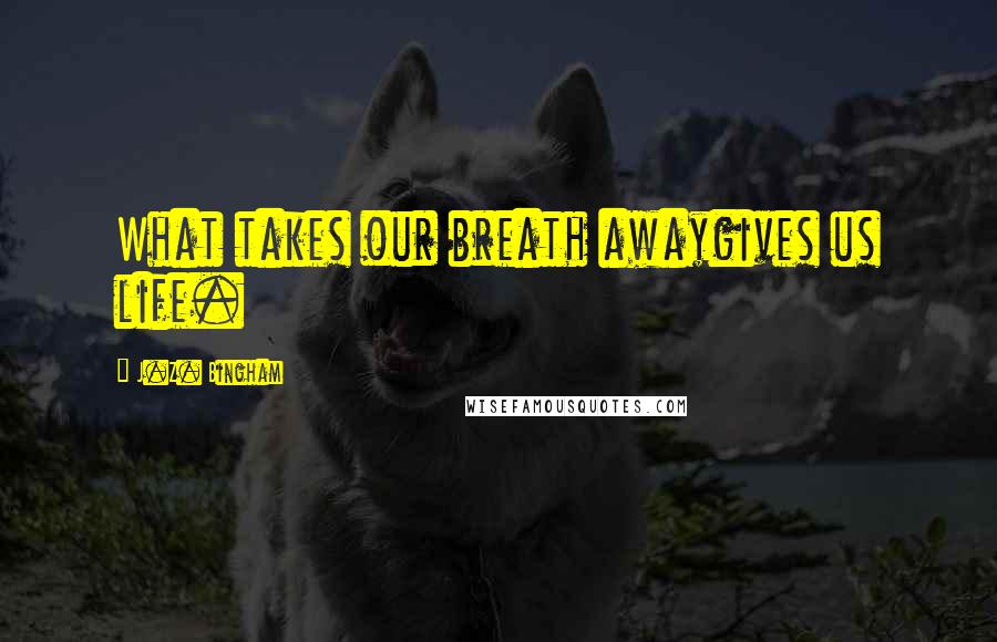 J.Z. Bingham quotes: What takes our breath awaygives us life.