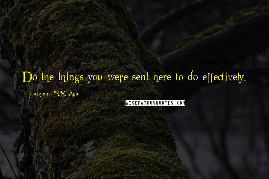 Jaachynma N.E. Agu quotes: Do the things you were sent here to do effectively.