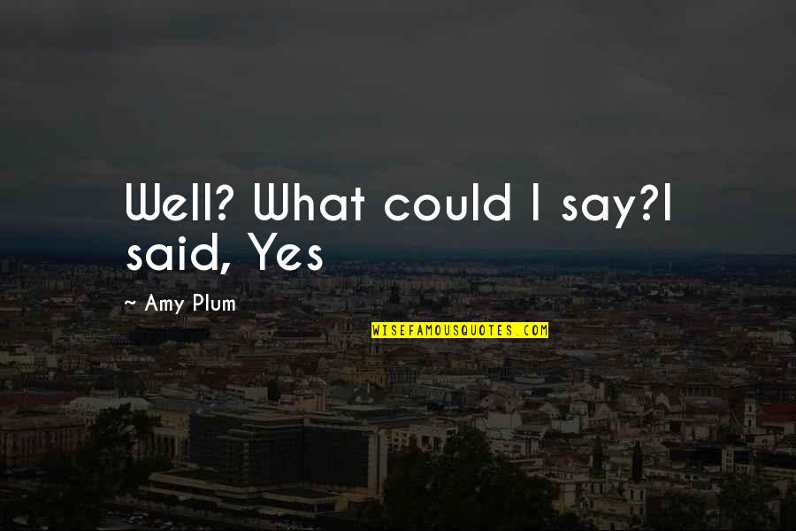 Jaan E Mann Quotes By Amy Plum: Well? What could I say?I said, Yes