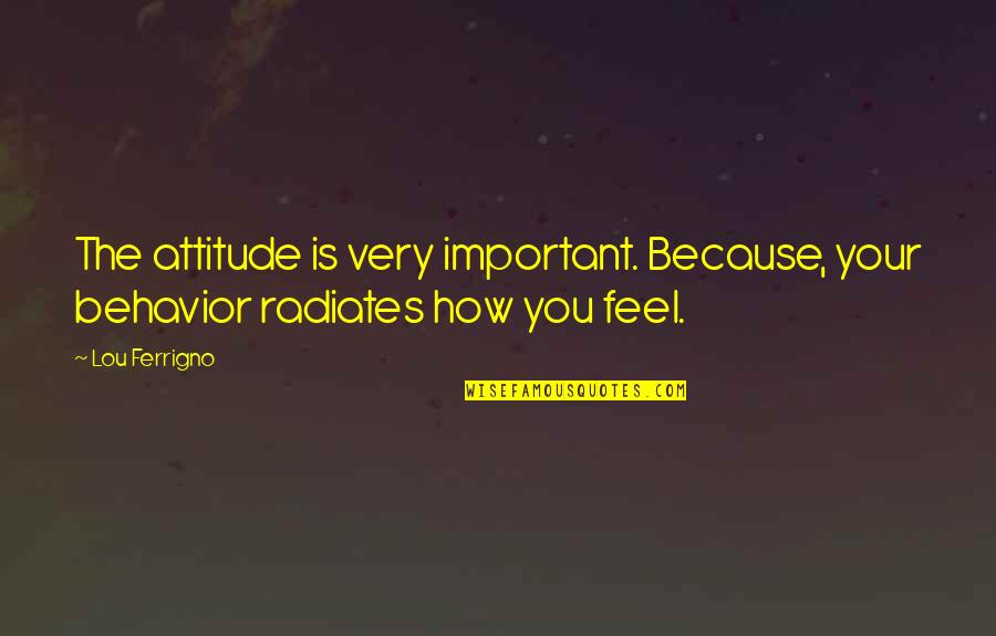 Jac O'keeffe Quotes By Lou Ferrigno: The attitude is very important. Because, your behavior