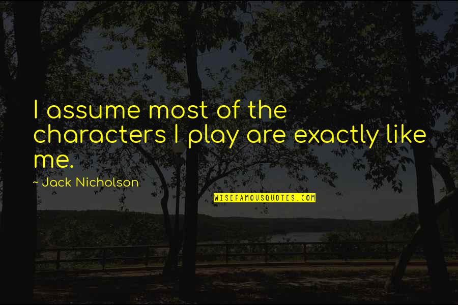 Jack Character Quotes By Jack Nicholson: I assume most of the characters I play