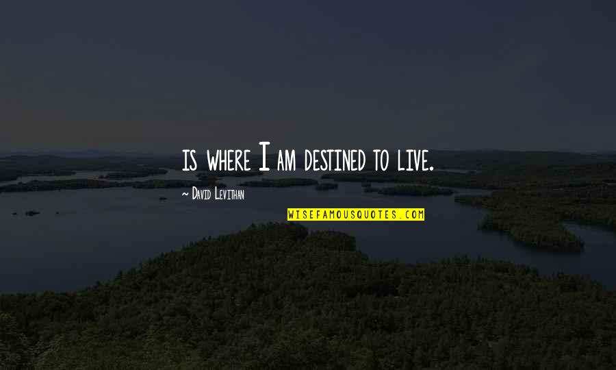 Jack Hayford Quotes By David Levithan: is where I am destined to live.