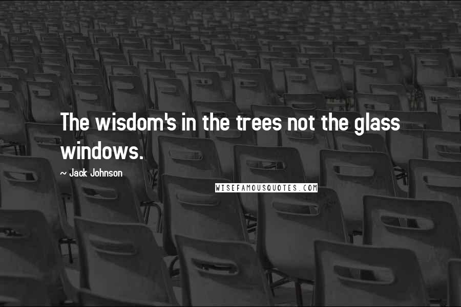 Jack Johnson quotes: The wisdom's in the trees not the glass windows.