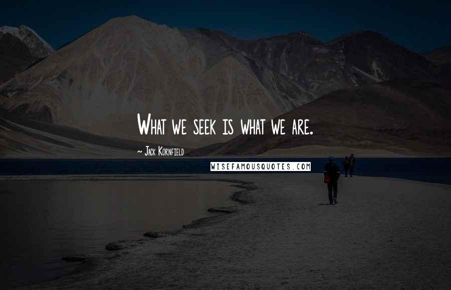 Jack Kornfield quotes: What we seek is what we are.