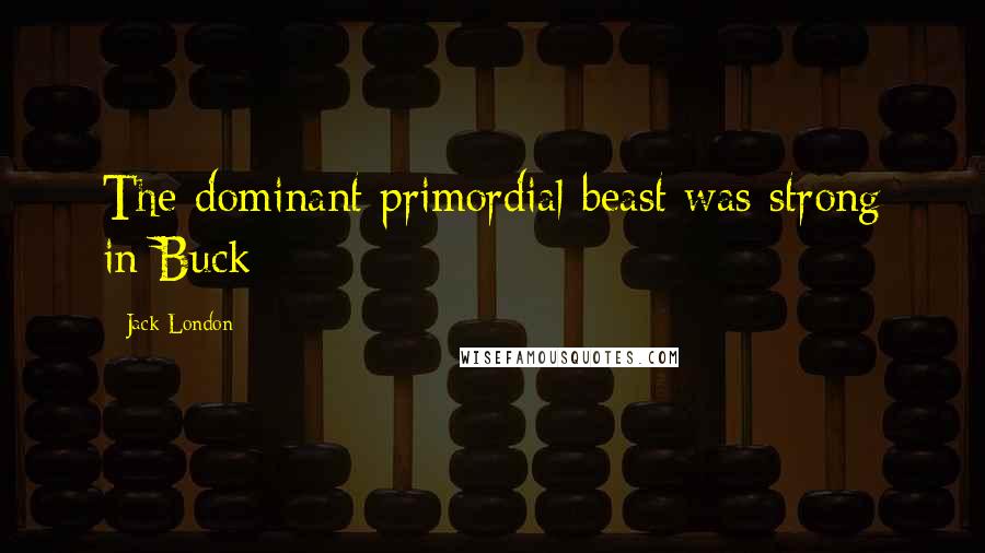 Jack London quotes: The dominant primordial beast was strong in Buck