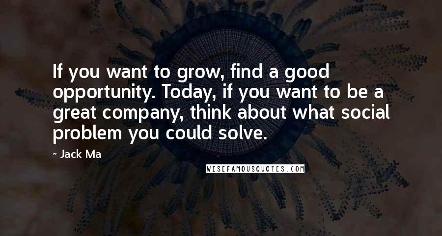 Jack Ma quotes: If you want to grow, find a good opportunity. Today, if you want to be a great company, think about what social problem you could solve.