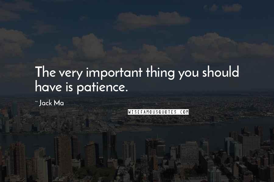 Jack Ma quotes: The very important thing you should have is patience.