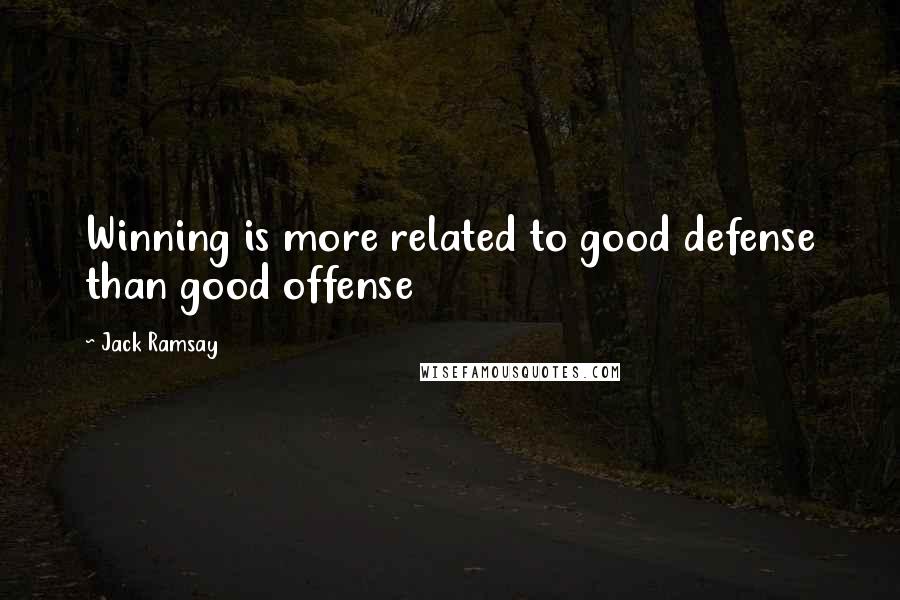 Jack Ramsay quotes: Winning is more related to good defense than good offense