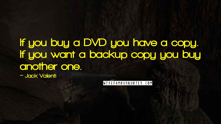 Jack Valenti quotes: If you buy a DVD you have a copy. If you want a backup copy you buy another one.