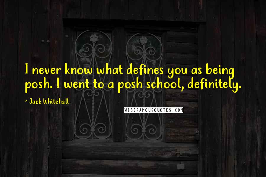 Jack Whitehall quotes: I never know what defines you as being posh. I went to a posh school, definitely.