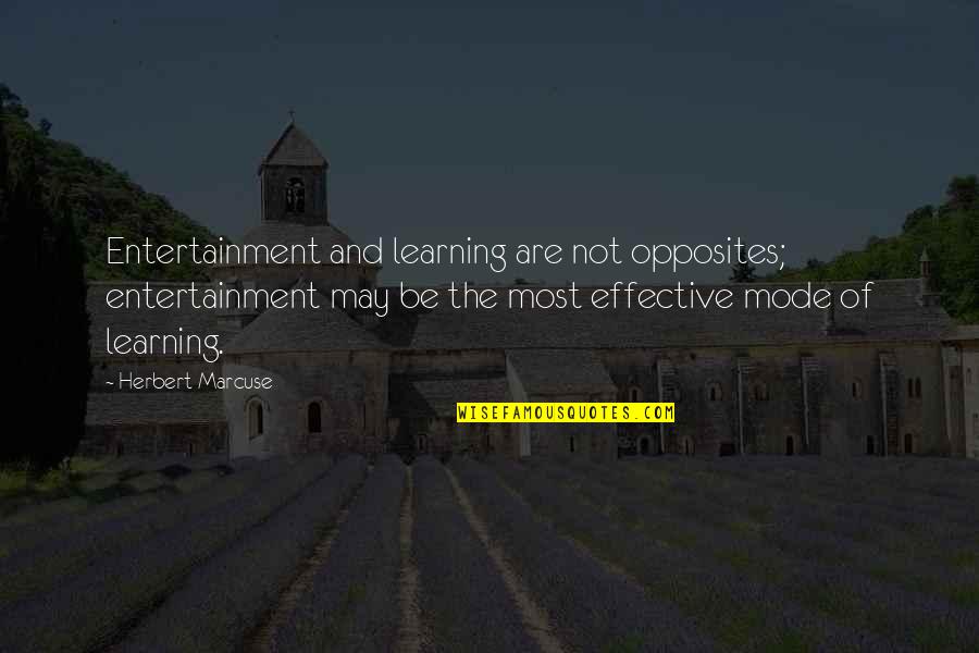 Jack Worthing Quotes By Herbert Marcuse: Entertainment and learning are not opposites; entertainment may