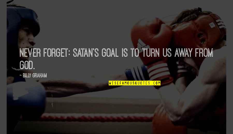 Jackalopes Quotes By Billy Graham: Never forget: Satan's goal is to turn us