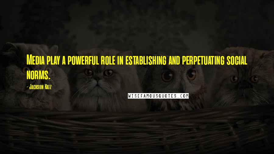 Jackson Katz quotes: Media play a powerful role in establishing and perpetuating social norms.