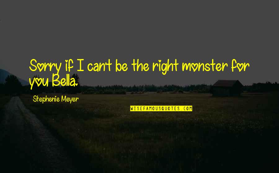 Jacob Bella Quotes By Stephenie Meyer: Sorry if I can't be the right monster