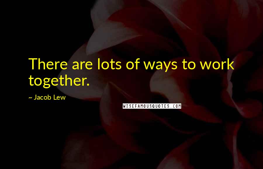 Jacob Lew quotes: There are lots of ways to work together.